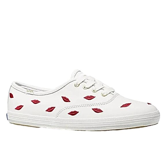 Keds for Kate Spade New York CHAMPION Women's Leather Low Top Sneakers White/Red - Picture 2 of 10